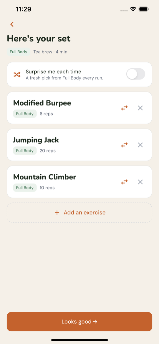 Building your set of exercises