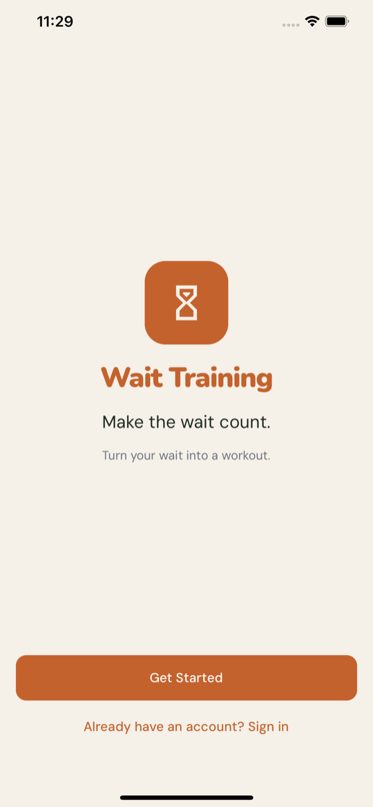 Wait Training launch screen